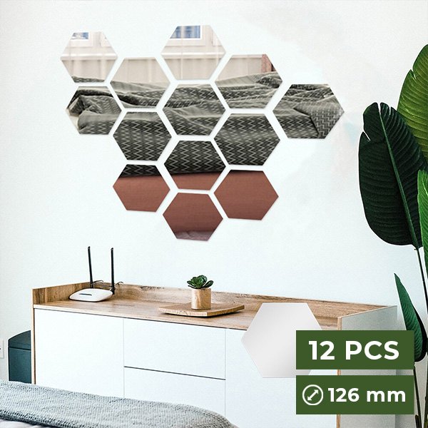Spiegel-Wandaufkleber (12 Stück) - Hexawally
