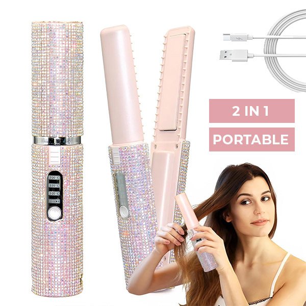 2 in 1 haarglätter mit kristallen - Glittery