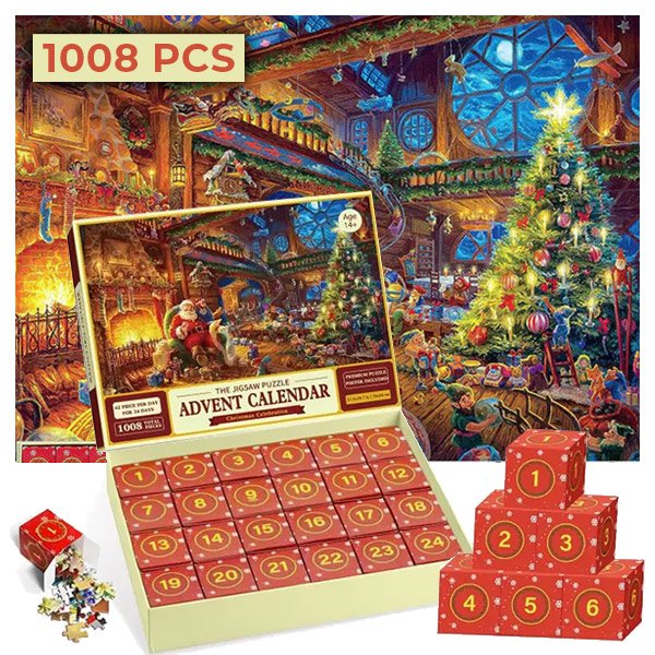 Weihnachts-Adventskalender mit Puzzle (1008 Teile) – Puzzlex
